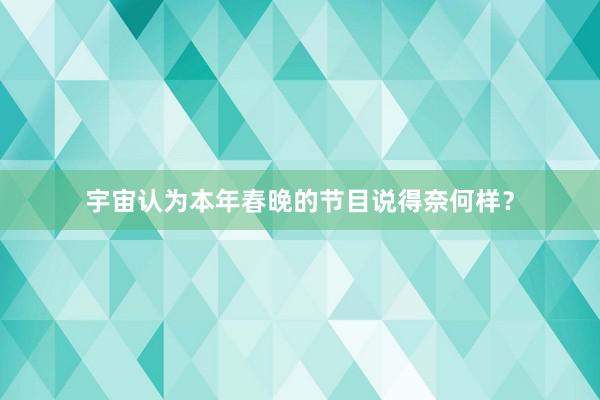 宇宙认为本年春晚的节目说得奈何样？