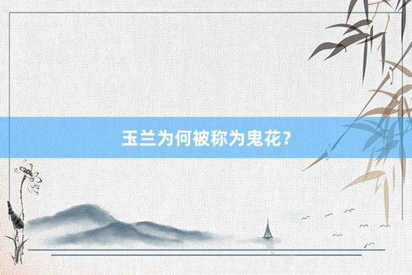玉兰为何被称为鬼花？
